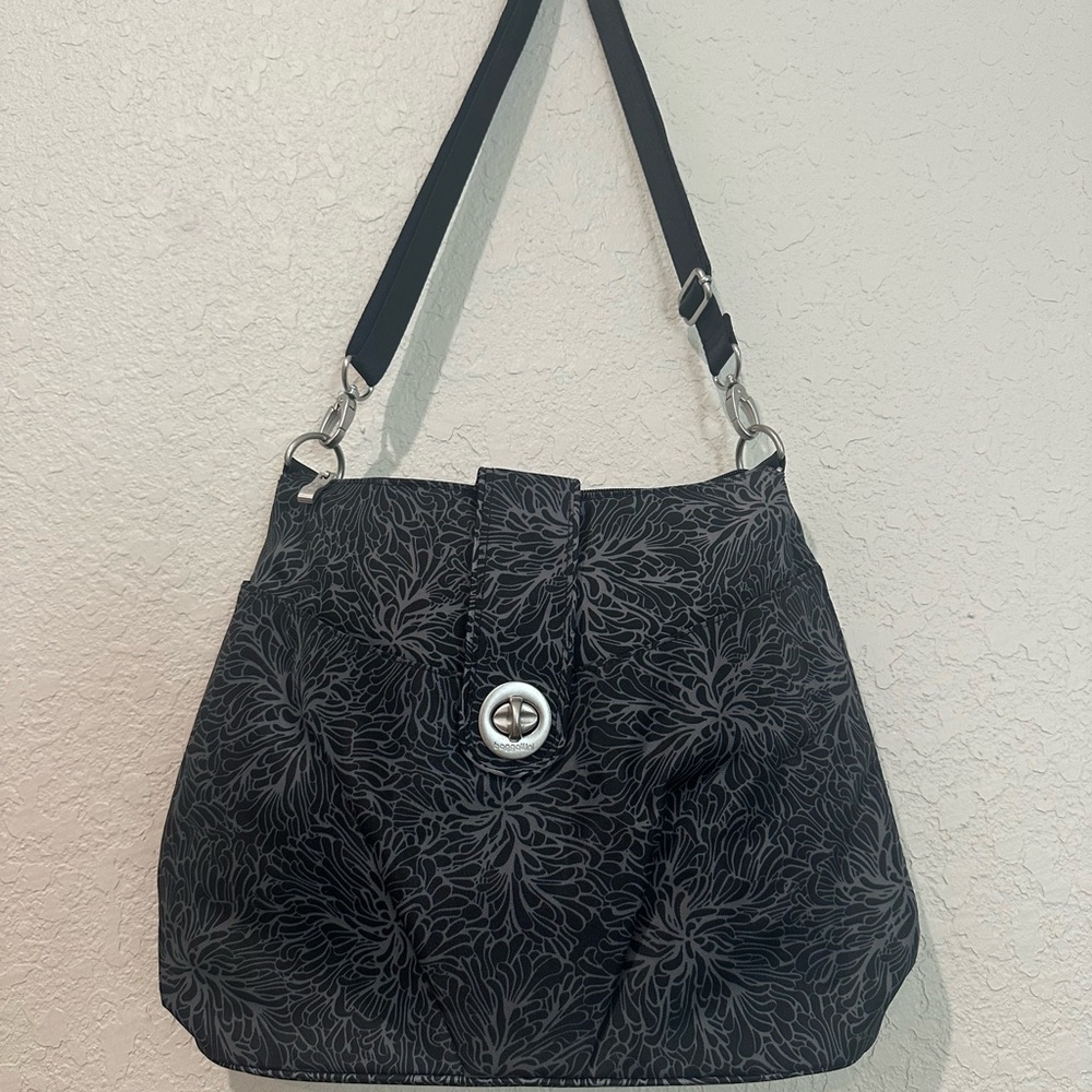 Baggallini Black Floral Travel Bag